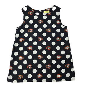 Vintage Dragon HKG Fashion Nautical Polka Dot Shell Top Sleeveless Anchor M